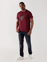 TRUE RELIGION Men Maroon Logo Round Neck Regular Fit T Shirt