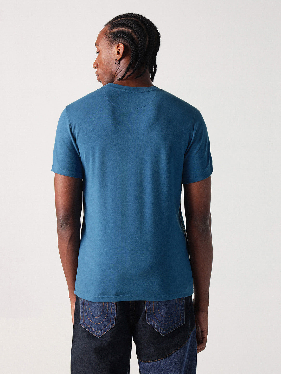 True Religion Men Blue Graphic Round Neck Tshirt