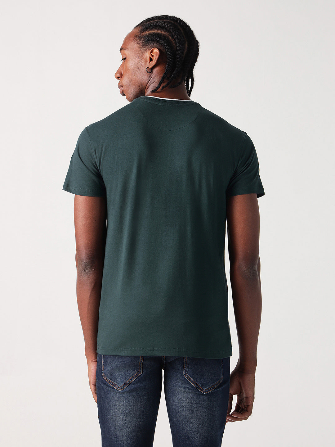 True Religion Men Green Solid Round Neck Tshirt