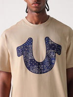 True Religion Men Beige Graphic Round Neck Tshirt
