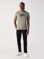 True Religion Men Green Solid Round Neck Tshirt
