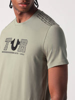 True Religion Men Green Solid Round Neck Tshirt