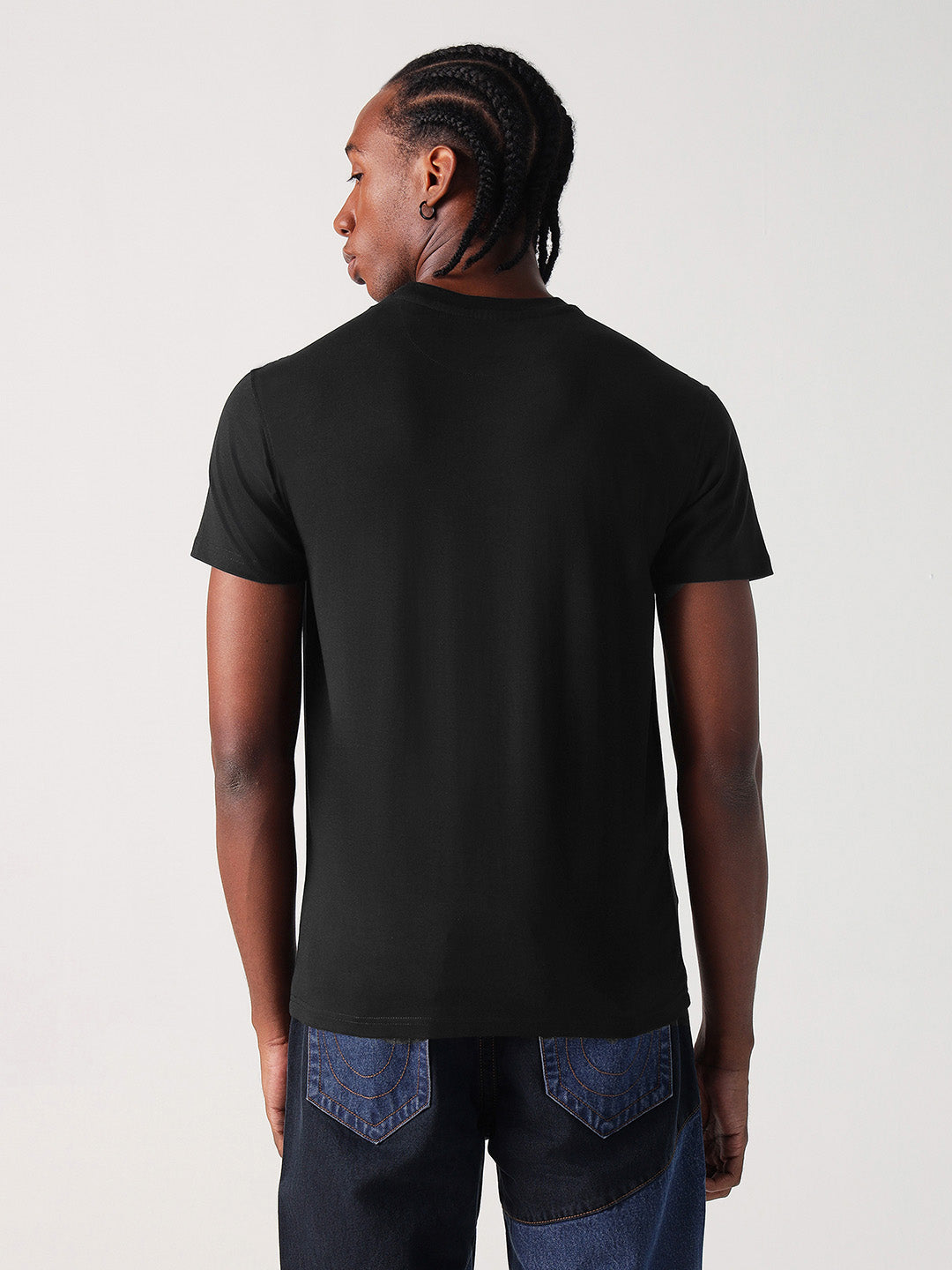 True Religion Men Black Solid Round Neck Tshirt