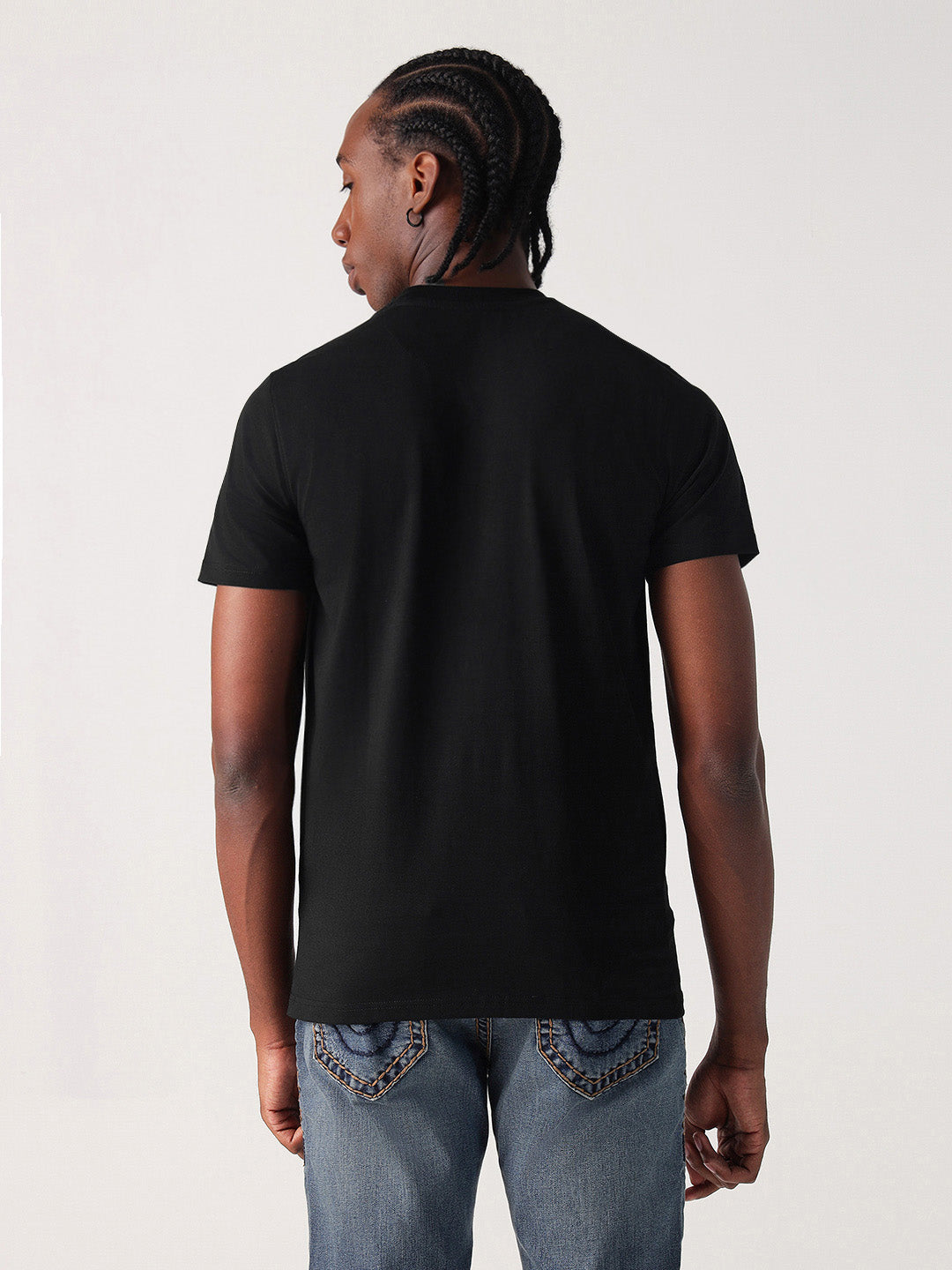 True Religion Men Black Solid Round Neck Tshirt