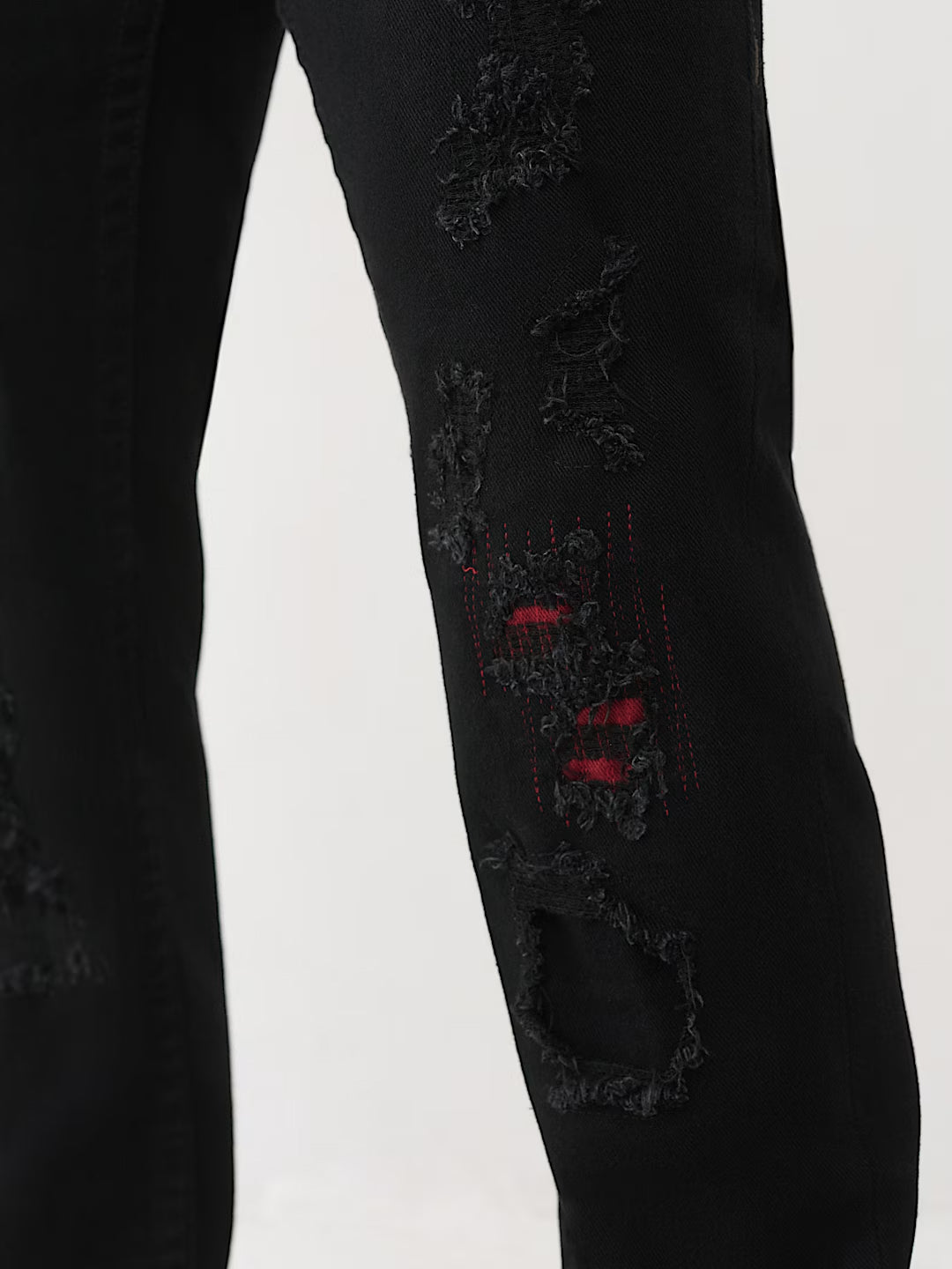 TRUE RELIGION Men Black Rocco SN Distressed Slim Fit Jeans