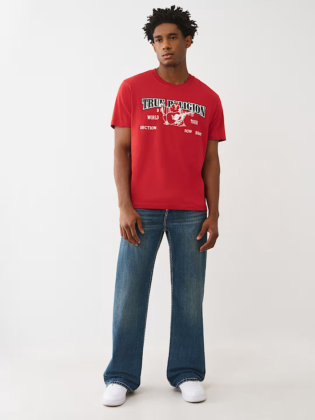 TRUE RELIGION Men Blue Flap Vinny Super T Relaxed Fit Jeans