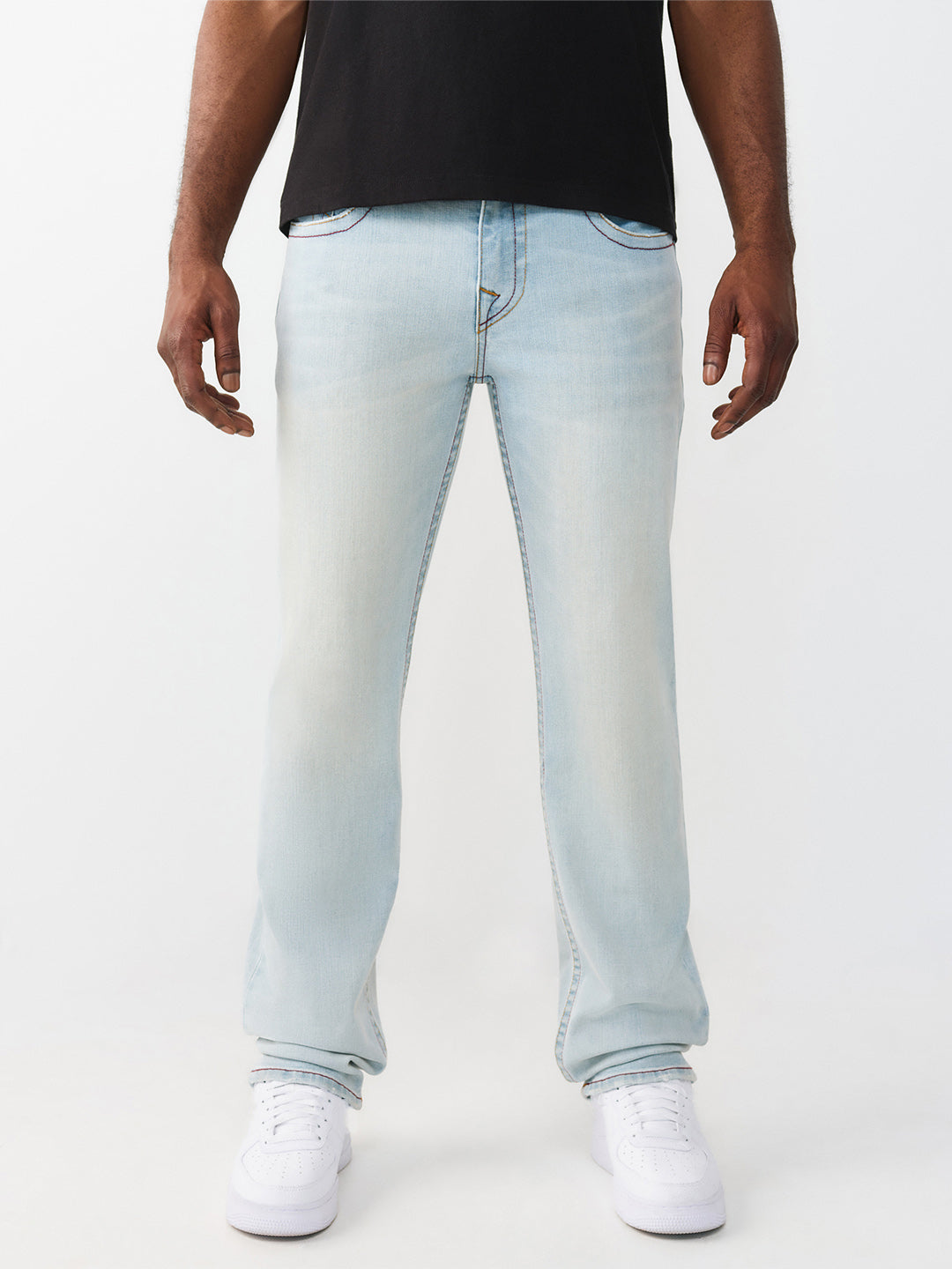 True Religion Men Blue Solid Straight Fit SN Ricky Jeans