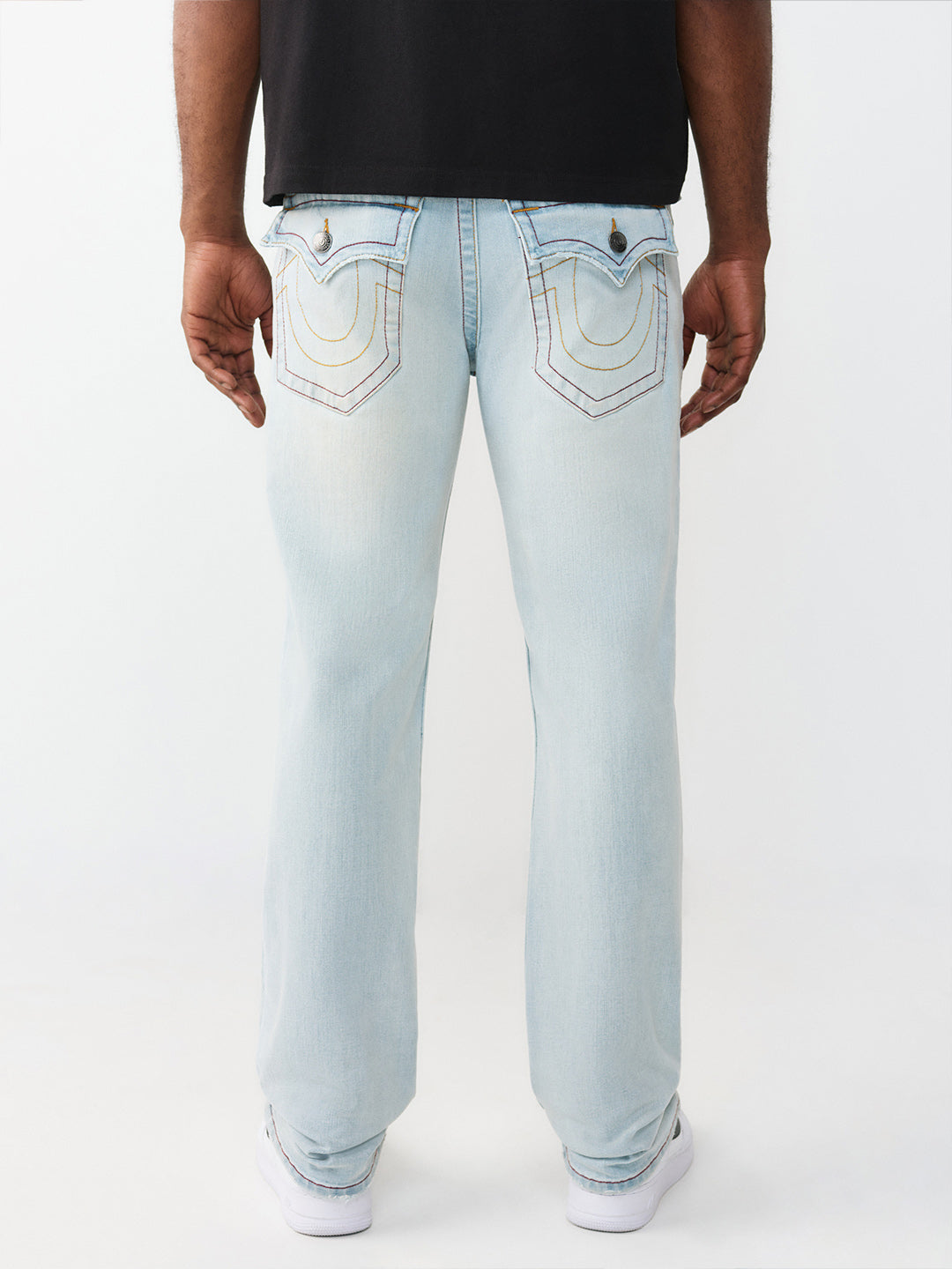 True Religion Men Blue Solid Straight Fit SN Ricky Jeans