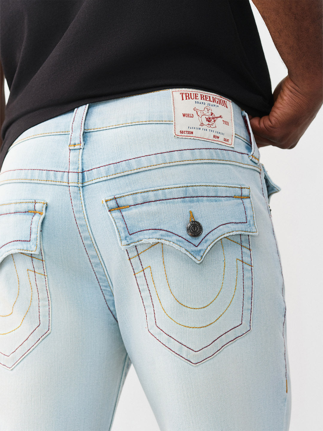 True Religion Men Blue Solid Straight Fit SN Ricky Jeans