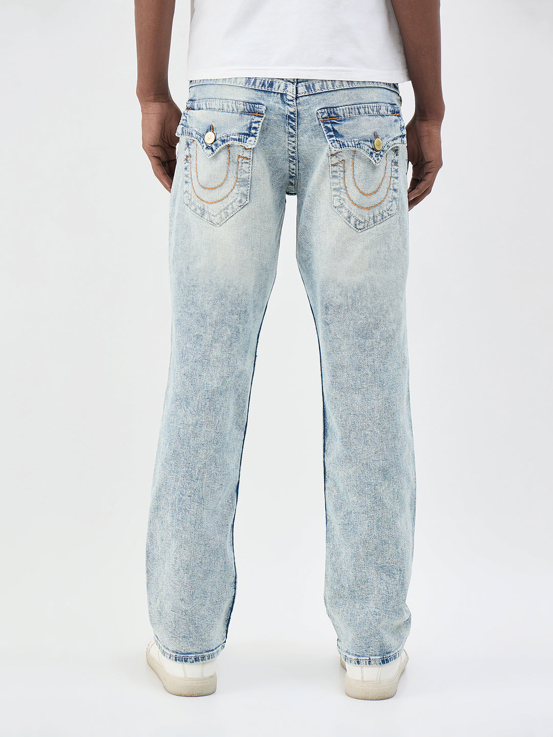 True Religion Men Blue Solid Straight Fit Big T Ricky Jeans