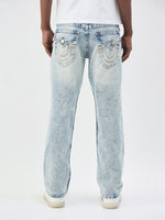 True Religion Men Blue Solid Straight Fit Big T Ricky Jeans