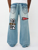 TRUE RELIGION Men Blue Vinny Big T Embroidered Relaxed Fit Jeans