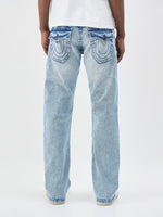 True Religion Men Blue Solid Bootcut Fit SN Billy Jeans