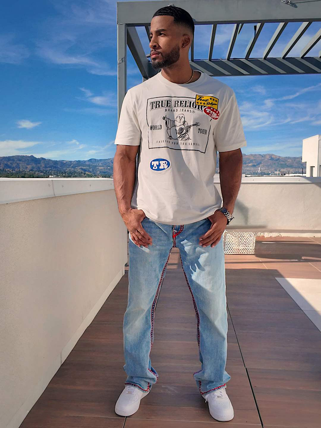 True Religion Blue Stretchable Billy Super T Solid Men Jeans