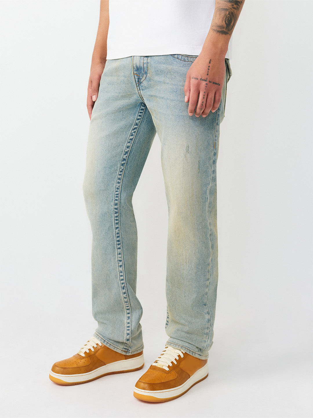 True Religion Men Blue Solid Straight Fit SN Ricky Jeans