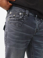 True Religion Black Solid Straight Fit Stretchable Super T Ricky Jeans