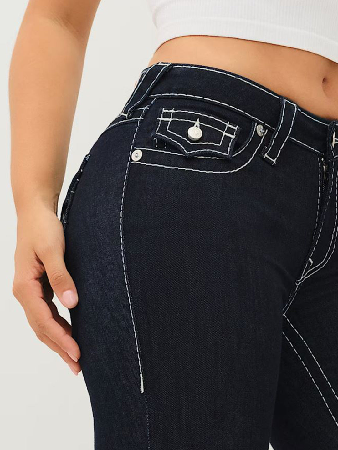 TRUE RELIGION Women Becca Blue Big T Bootcut Jeans