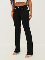TRUE RELIGION Women Black Billie SN Straight Fit Jeans