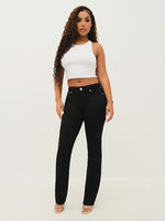 TRUE RELIGION Women Black Billie SN Straight Fit Jeans