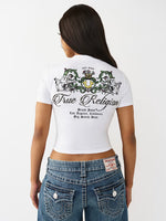 True Religion Women White Solid Regular Fit T-Shirt