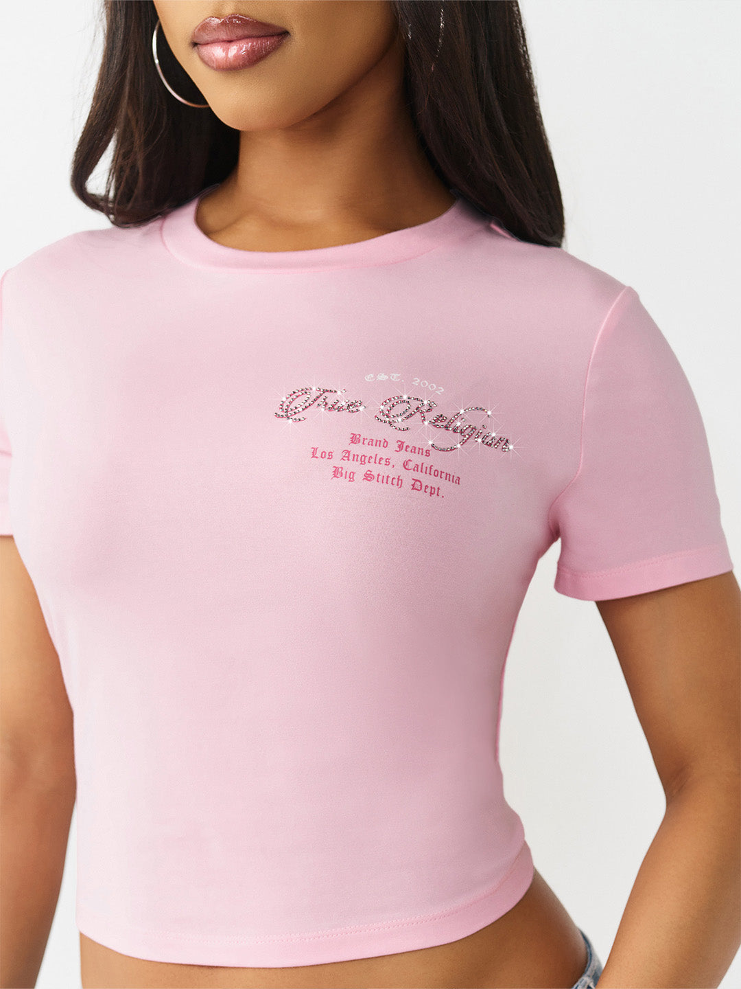 True Religion Women Pink Printed Regular Fit T-Shirt