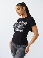 True Religion Women Black Printed Regular Fit T-Shirt