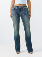 True Religion Women Blue Solid Straight Fit Stretchable Super T Billie Jeans
