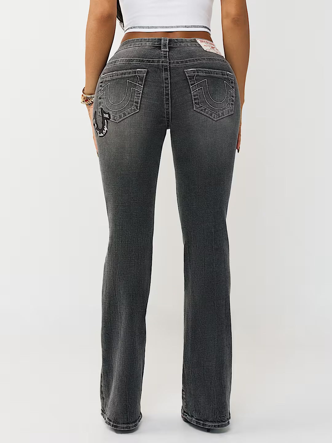 True Religion Women Black Solid Bootcut Stretchable Becca Jeans