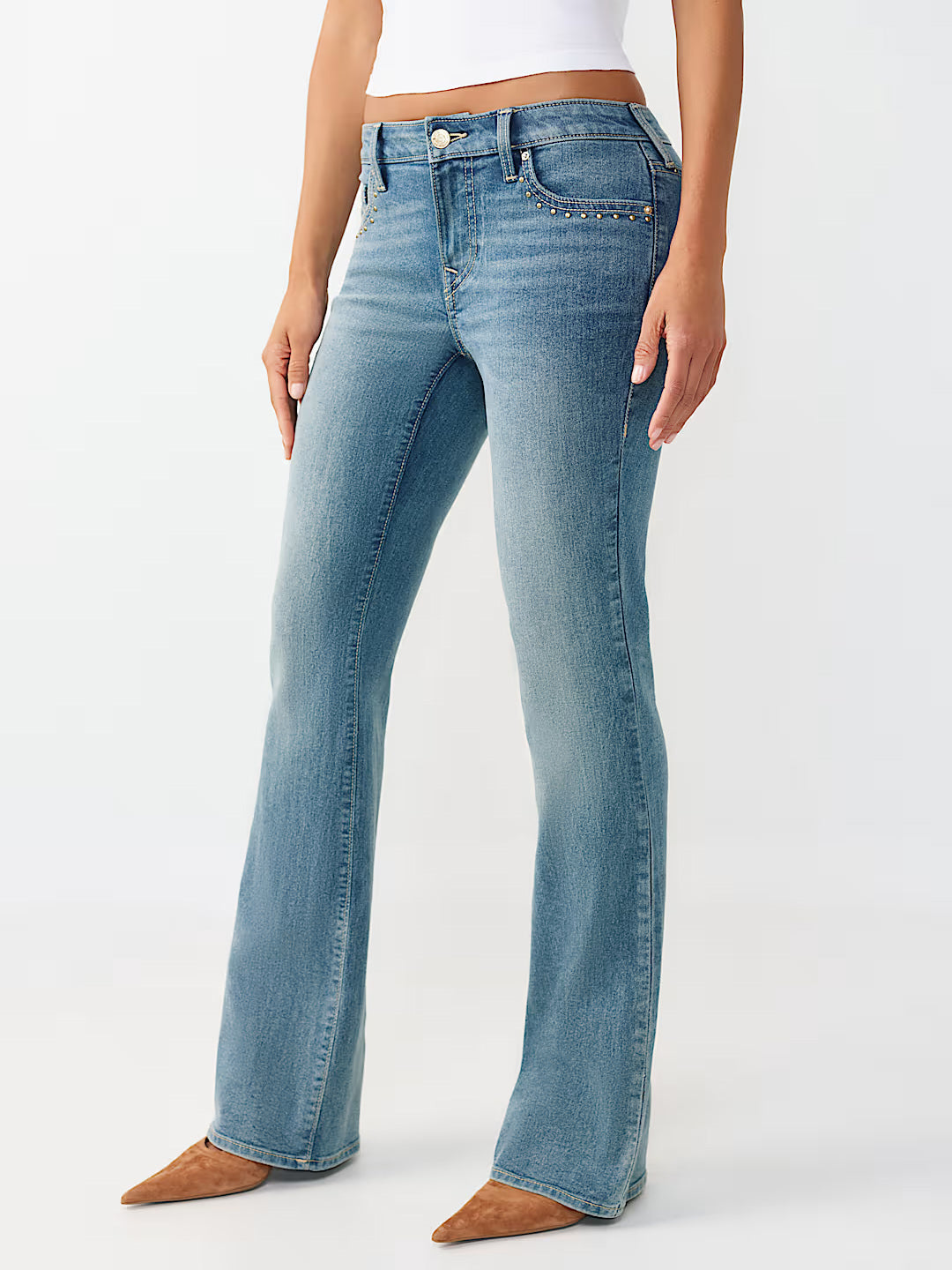 True Religion Women Blue Solid Bootcut Stretchable SN Becca Jeans