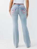 True Religion Women Blue Solid Bootcut Stretchable SN Becca Jeans