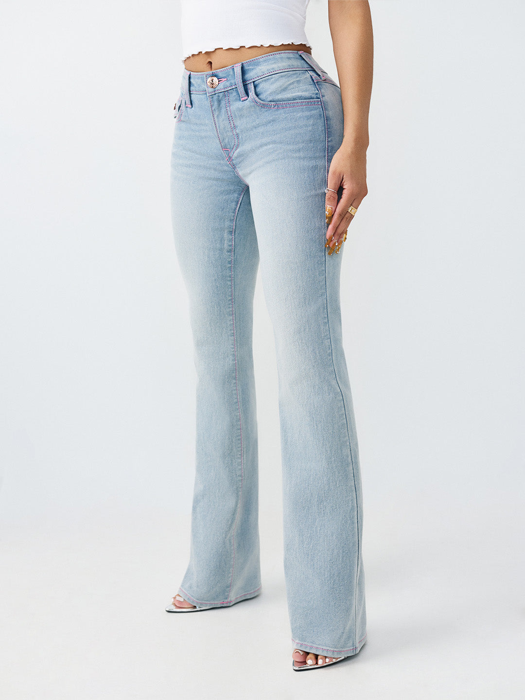 True Religion Women Blue Solid Bootcut Stretchable SN Becca Jeans