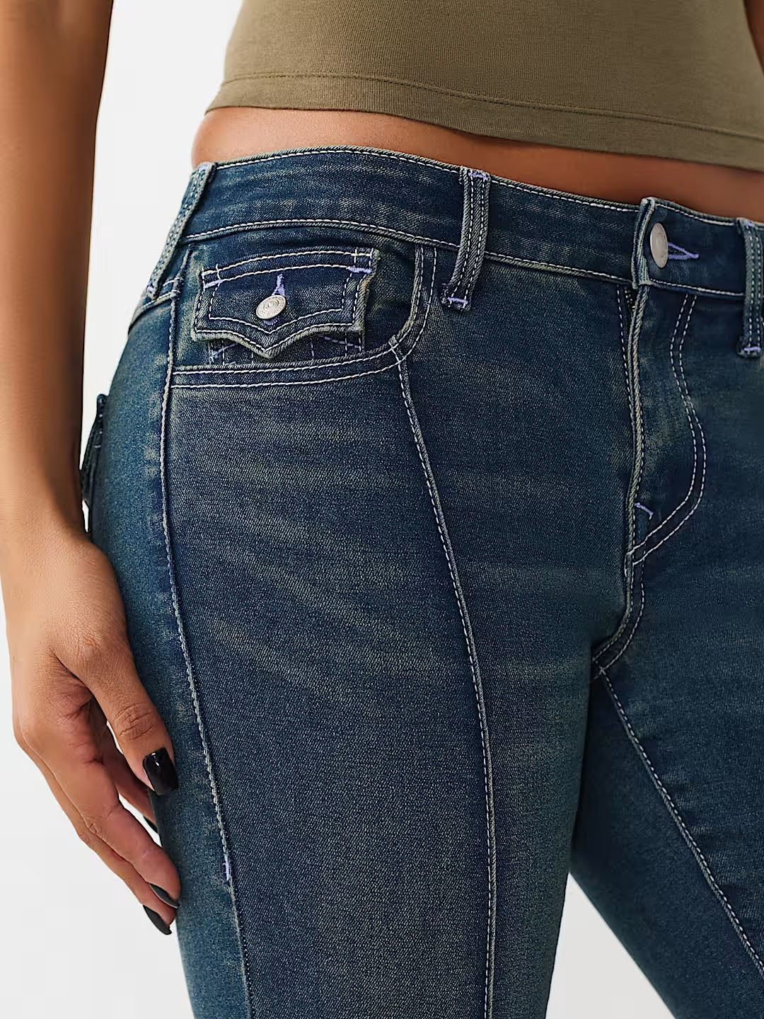 True Religion Women Blue Solid Bootcut Stretchable SN Becca Jeans