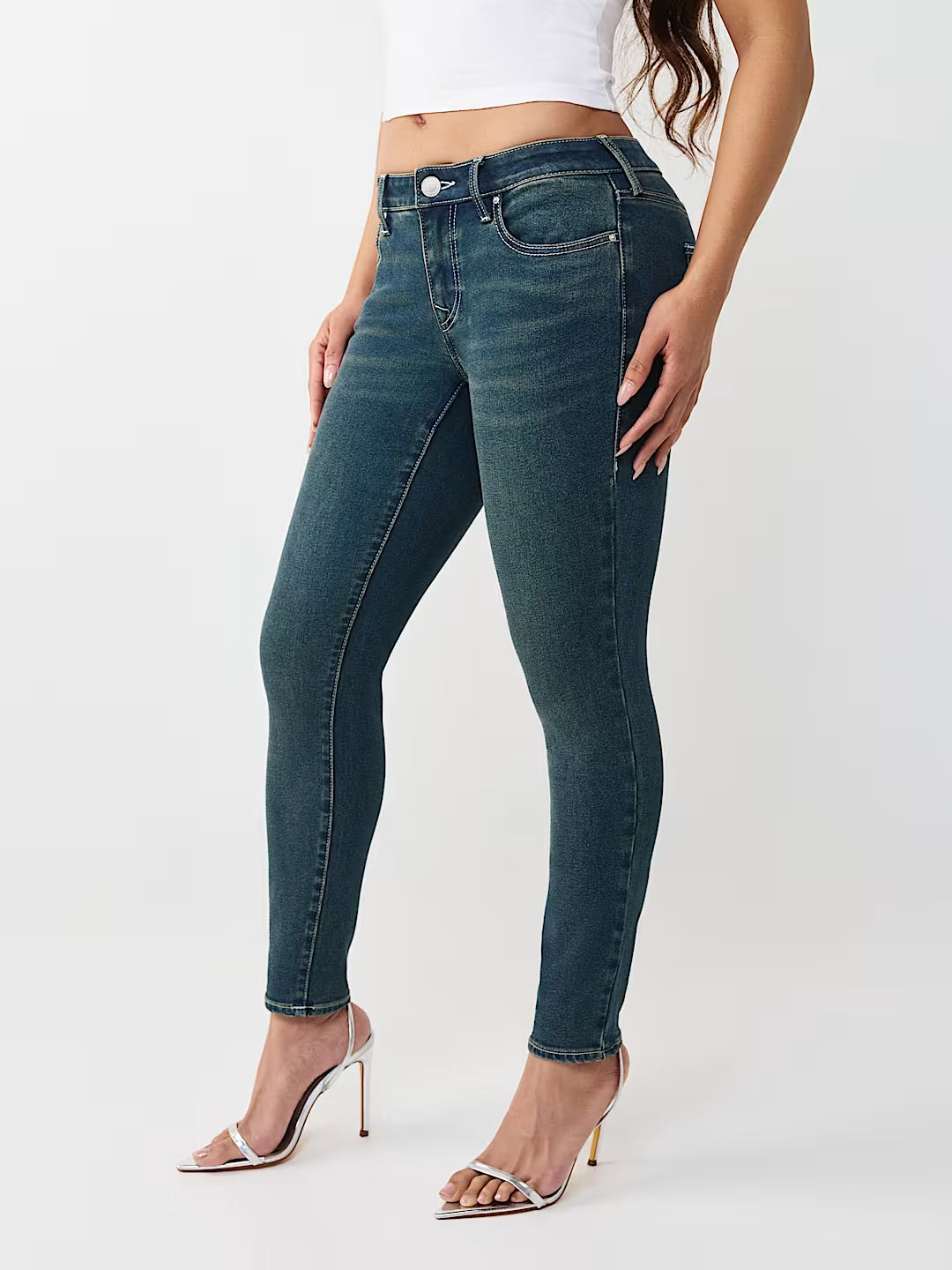 True Religion Women Blue Solid Super Skinny Stretchable SN Jennie Jeans