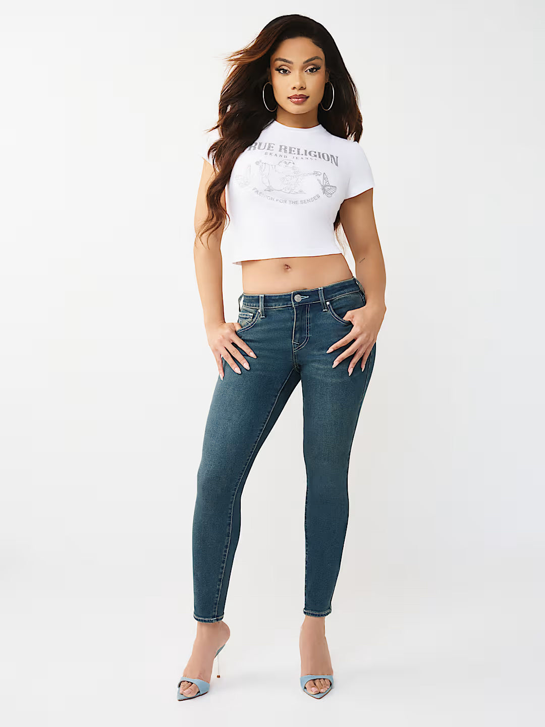 True Religion Women Blue Solid Super Skinny Stretchable SN Jennie Jeans