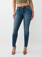 True Religion Women Blue Solid Super Skinny Stretchable Big T Jennie Jeans