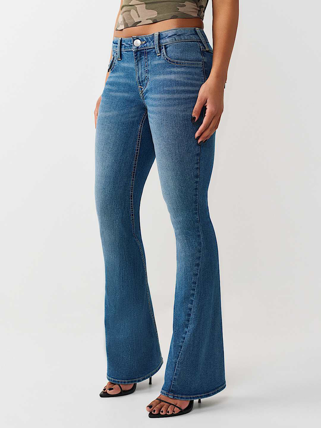 True Religion Women Blue Solid Flared Fit Stretchable SN Joey Jeans