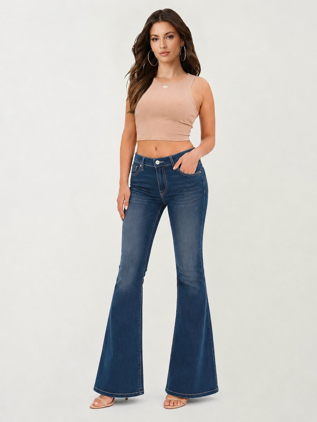True Religion Women Blue Solid Flared Fit Stretchable Big T Joey Jeans