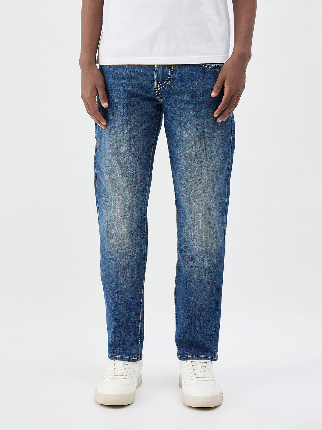 True Religion Men Blue Solid Slim Fit Big T Geno Jeans