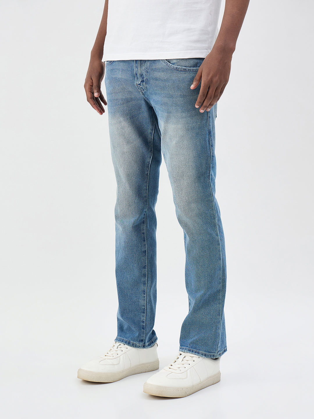 True Religion Men Blue Solid Straight Fit SN Ricky Jeans