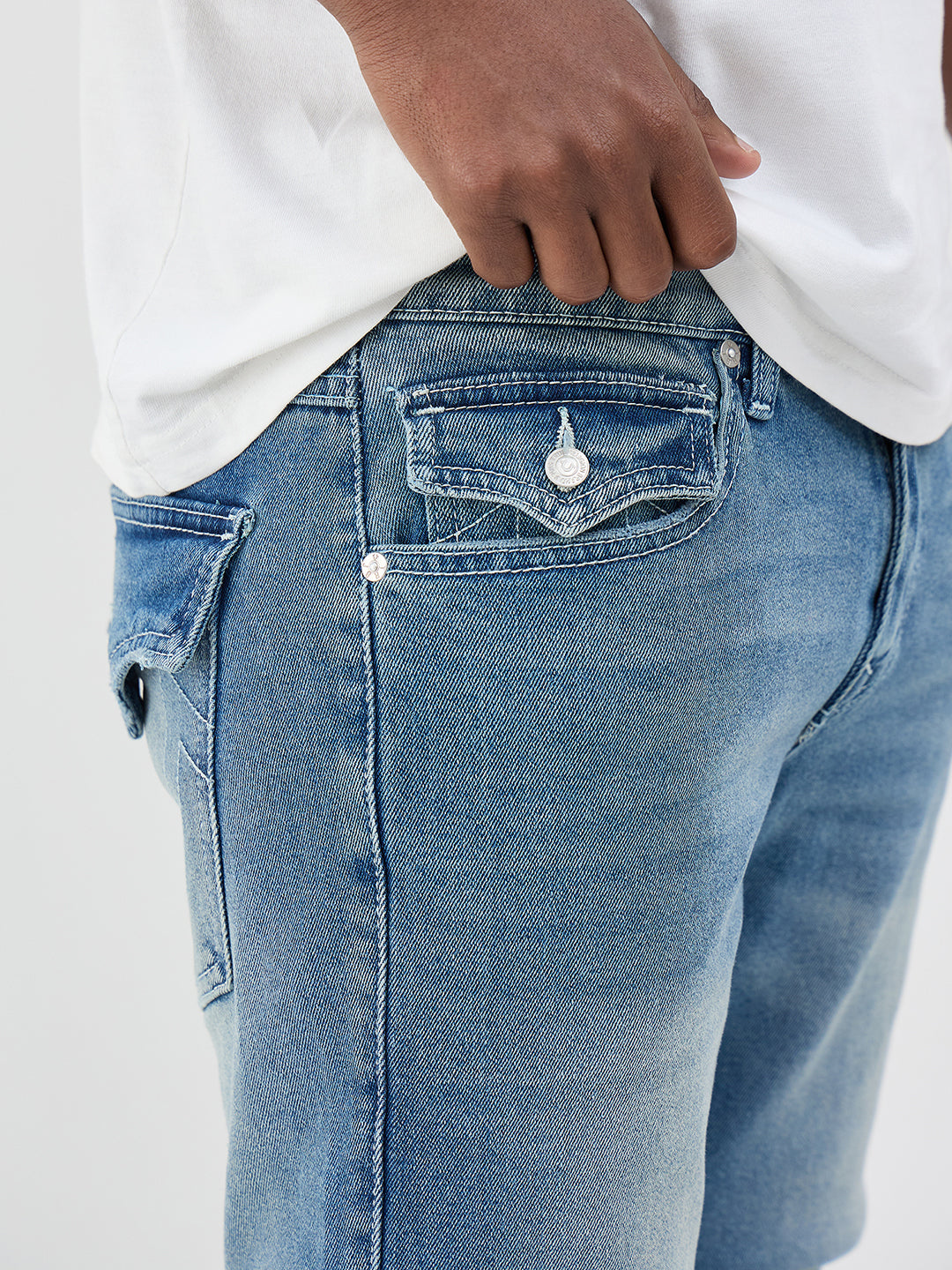 True Religion Men Blue Solid Straight Fit SN Ricky Jeans