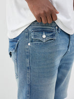 True Religion Men Blue Solid Straight Fit SN Ricky Jeans