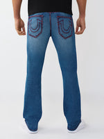 True Religion Blue Solid Straight Fit Stretchable Big T Ricky Jeans