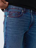 True Religion Blue Solid Straight Fit Stretchable Big T Ricky Jeans