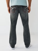 True Religion Grey Solid Straight Fit Stretchable Big T Ricky Jeans