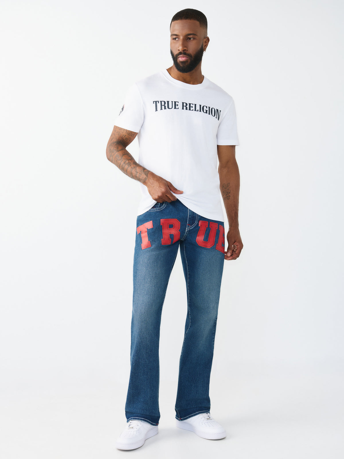 True Religion Men Blue Solid Bootcut Stretchable SN Billy Jeans