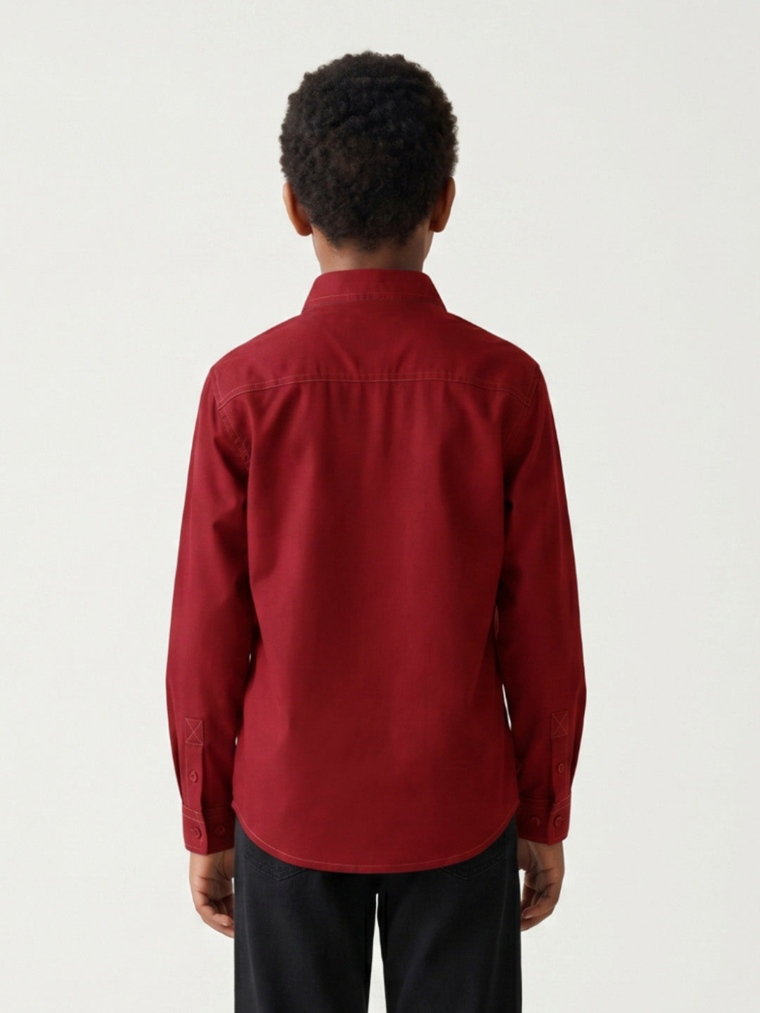 True Religion Boys Red Solid Regular Fit Pure Cotton Shirt