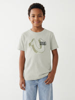 True Religion Boys Beige Solid Regular Fit Pure Cotton T-Shirt