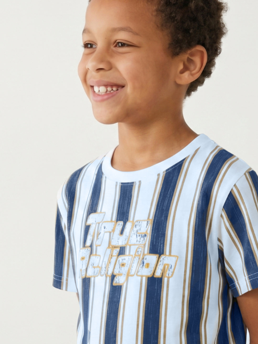 True Religion Boys Multi Striped Regular Fit Pure Cotton T-Shirt