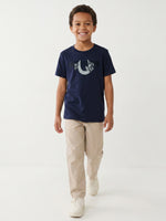True Religion Boys Blue Solid Regular Fit T-Shirt
