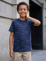 True Religion Boys Blue Printed Regular Fit Pure Cotton T-Shirt